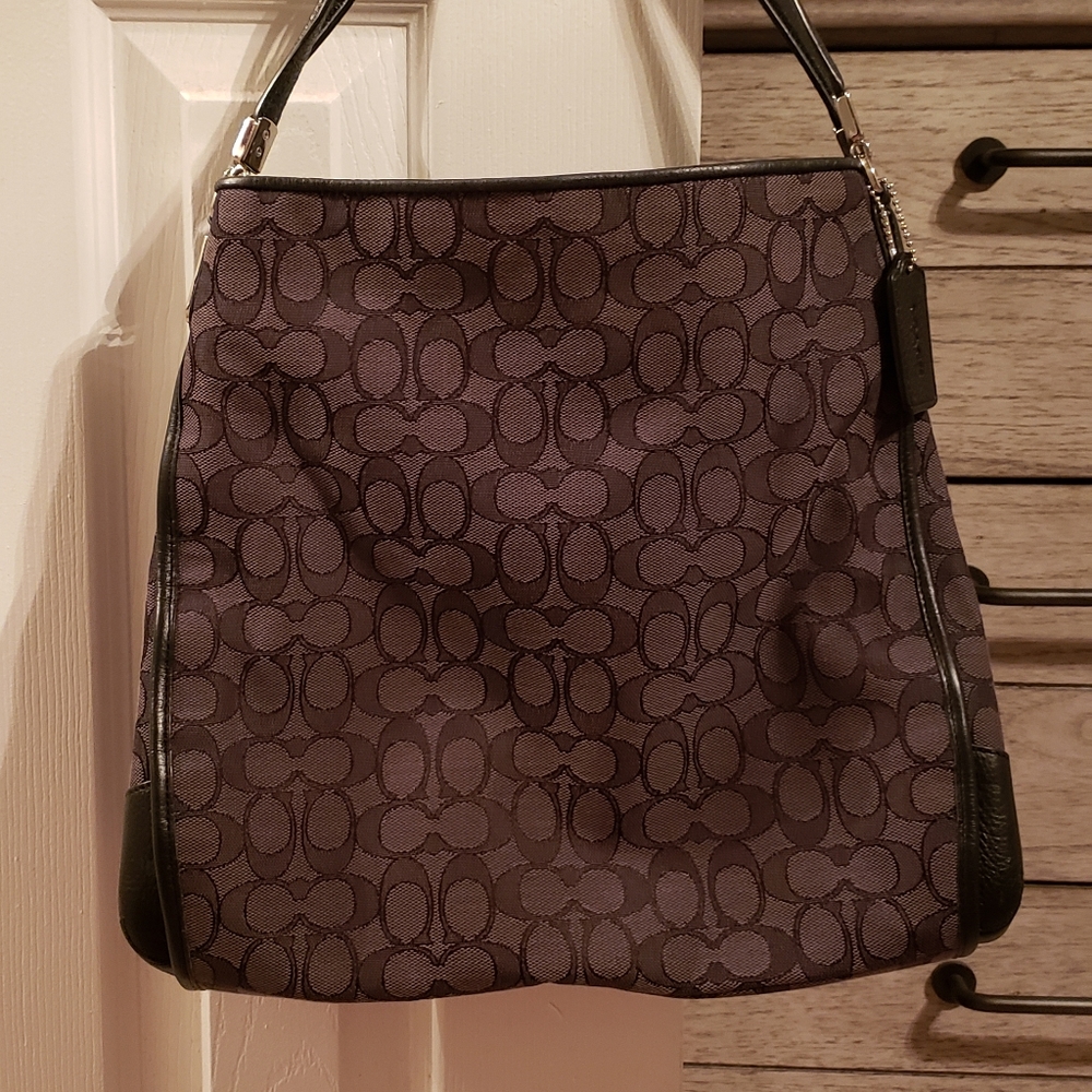Coach black & grey bucket purse